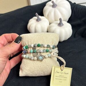 NWT Beaded Bracelet Set with Silver Charms